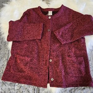 Stylish Burgundy Marled Cardigan with Pockets